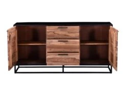 Buffet Avec 3 Tiroirs Et 2 Portes En Bois D'acacia Et Métal - Naturel Foncé Et Noir - ALYONA 14 Buffet Avec 3 Tiroirs Et 2 Portes En Bois D'acacia Et Métal - Naturel Foncé Et Noir - ALYONA -Mobilier De Restaurant buffet 16580667