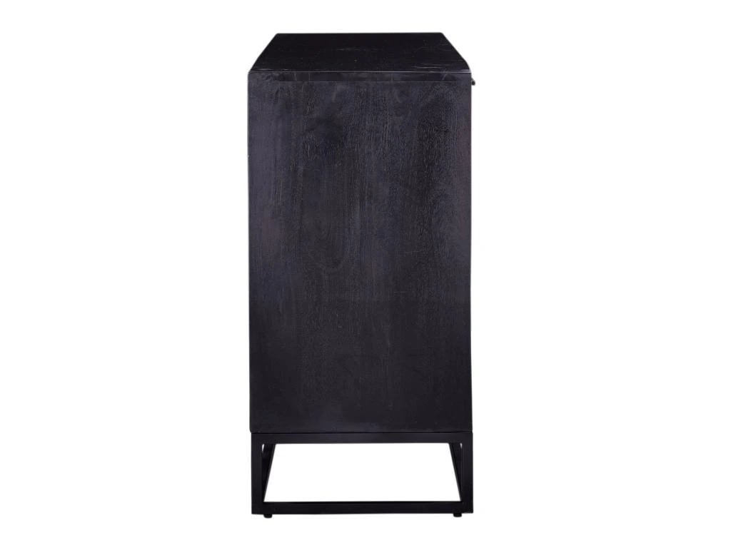 Buffet Avec 3 Tiroirs Et 2 Portes En Bois D'acacia Et Métal - Naturel Foncé Et Noir - ALYONA 7 Buffet Avec 3 Tiroirs Et 2 Portes En Bois D'acacia Et Métal - Naturel Foncé Et Noir - ALYONA – Image 7