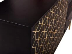 Buffet Avec 2 Portes Et 3 Tiroirs En Bois De Manguier Et Métal - Noir Et Doré - ANALIMY -Mobilier De Restaurant buffet 16582143