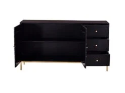 Buffet Avec 2 Portes Et 3 Tiroirs En Bois De Manguier Et Métal - Noir Et Doré - ANALIMY -Mobilier De Restaurant buffet 16582145