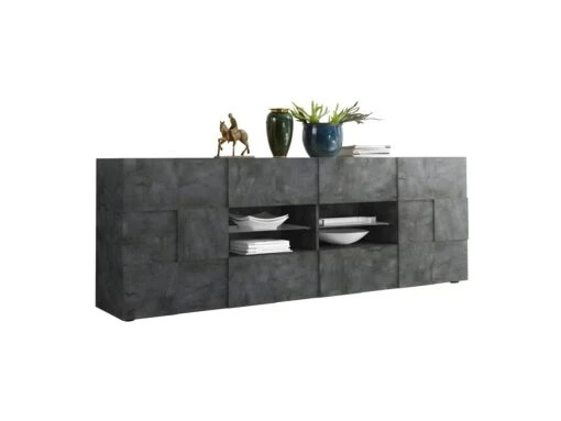 Buffet 2 Portes 4 Tiroirs Béton Ciré Foncé - TICATO 8 Buffet 2 Portes 4 Tiroirs Béton Ciré Foncé - TICATO -Mobilier De Restaurant buffet 17623659