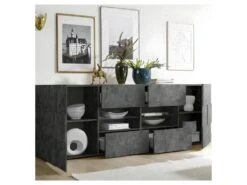 Buffet 2 Portes 4 Tiroirs Béton Ciré Foncé - TICATO 8 Buffet 2 Portes 4 Tiroirs Béton Ciré Foncé - TICATO -Mobilier De Restaurant buffet 17623663