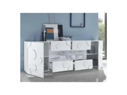 Buffet 2 Portes 4 Tiroirs Blanc Laqué Brillant à Leds - PEPPERONI 9 Buffet 2 Portes 4 Tiroirs Blanc Laqué Brillant à Leds - PEPPERONI -Mobilier De Restaurant buffet 17624241