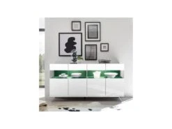 Buffet 4 Portes Laqué Blanc à LEDs - TARENTE N°3
