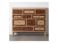 Meuble D'entrée 11 Tiroirs Bois/Rotin - BISCUIT -Mobilier De Restaurant buffet 17624479