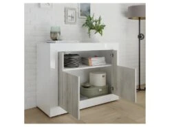 Meuble D'entrée 2 Portes Blanc/Pin Blanc - LUBIO -Mobilier De Restaurant buffet 17624647