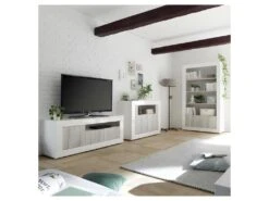 Meuble D'entrée 2 Portes Blanc/Pin Blanc - LUBIO -Mobilier De Restaurant buffet 17624651