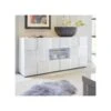 Buffet 2 Portes 2 Tiroirs Laqué Blanc Brillant LED's - TICATO