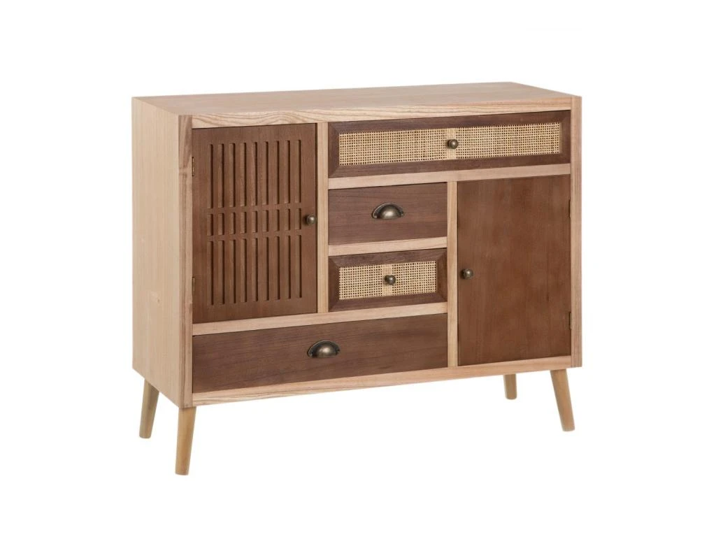 Buffet 2 Portes 4 Tiroirs Bois/Rotin - BISCUIT 1 Buffet 2 Portes 4 Tiroirs Bois/Rotin - BISCUIT