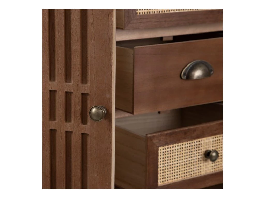 Buffet 2 Portes 4 Tiroirs Bois/Rotin - BISCUIT 6 Buffet 2 Portes 4 Tiroirs Bois/Rotin - BISCUIT – Image 6