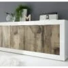 Buffet 4 Portes Blanc/Planches Bois - MATERA
