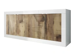 Buffet 4 Portes Blanc/Planches Bois - MATERA -Mobilier De Restaurant buffet 17624887