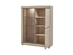 Argentier 2 Portes Chêne Naturel à LEDs - COURTRAI -Mobilier De Restaurant buffet 17625559