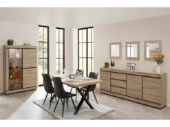 Argentier 2 Portes Chêne Naturel à LEDs - COURTRAI -Mobilier De Restaurant buffet 17625561