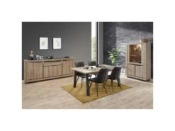 Argentier 4 Portes Chêne Naturel à LEDs - OSTENDE -Mobilier De Restaurant buffet 17625741