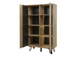 Argentier 2 Portes Chêne Miel/Métal à Leds - CENIZA -Mobilier De Restaurant buffet 17625751