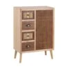Meuble D'entrée 1 Porte 4 Tiroirs Bois/Rotin - BISCUIT