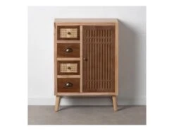 Meuble D'entrée 1 Porte 4 Tiroirs Bois/Rotin - BISCUIT 8 Meuble D'entrée 1 Porte 4 Tiroirs Bois/Rotin - BISCUIT -Mobilier De Restaurant buffet 17625799