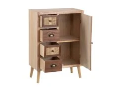 Meuble D'entrée 1 Porte 4 Tiroirs Bois/Rotin - BISCUIT 9 Meuble D'entrée 1 Porte 4 Tiroirs Bois/Rotin - BISCUIT -Mobilier De Restaurant buffet 17625801