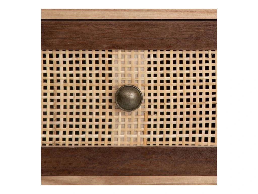 Meuble D'entrée 1 Porte 4 Tiroirs Bois/Rotin - BISCUIT 5 Meuble D'entrée 1 Porte 4 Tiroirs Bois/Rotin - BISCUIT – Image 5