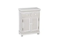 Meuble D'entrée 2 Portes 2 Tiroirs Bois/Gris Blanc - PERLA