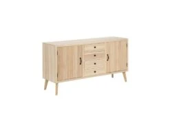 Buffet 2 Portes 4 Tiroirs Bois Clair Massif - ARENA
