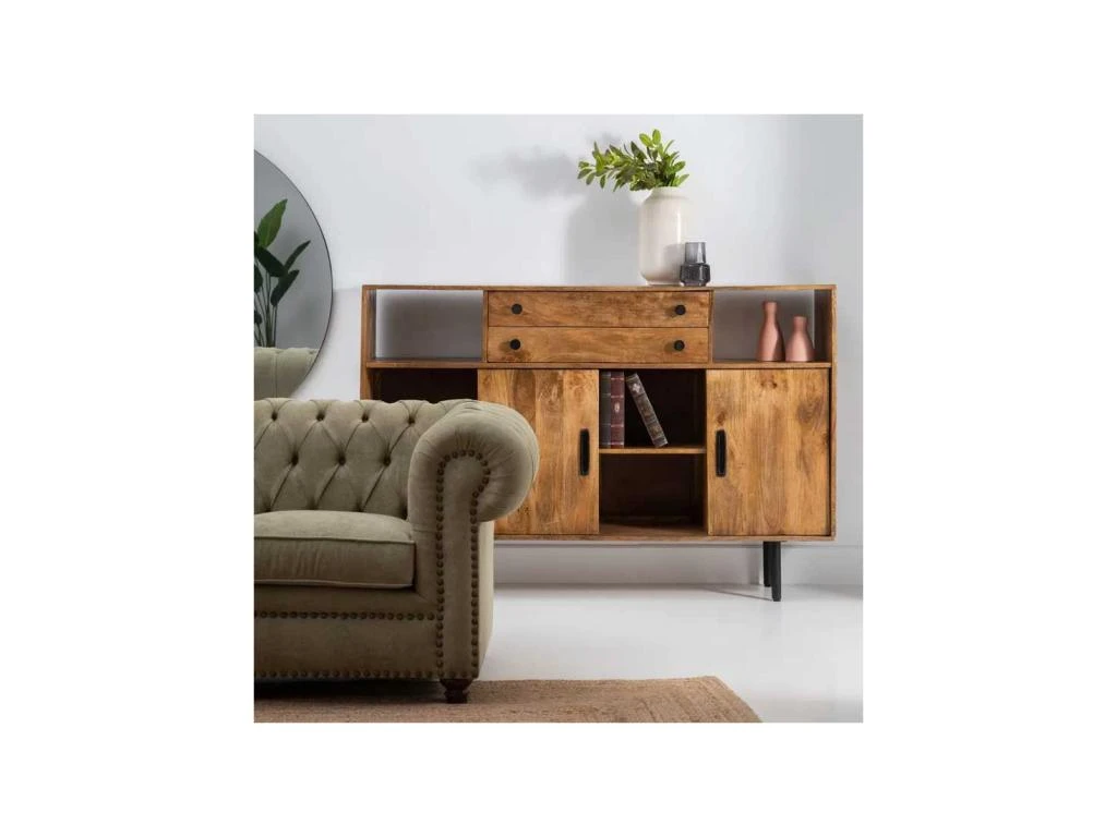 Buffet Semi-ouvert Bois Massif - LOUVE 2 Buffet Semi-ouvert Bois Massif - LOUVE – Image 2