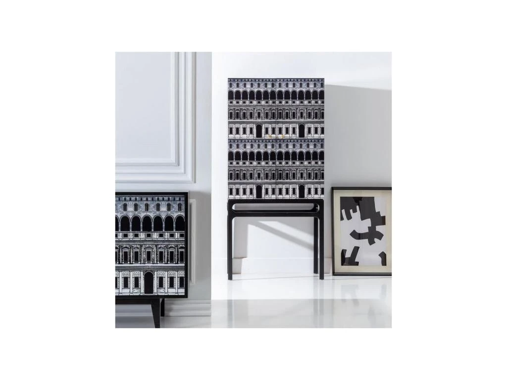 Armoire De Salon 2 Portes Blanc & Noir/Bois - VINTA 2 Armoire De Salon 2 Portes Blanc & Noir/Bois - VINTA – Image 2