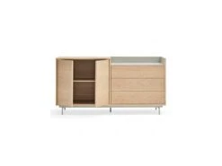 Buffet 2 Portes 3 Tiroirs Chêne Clair/Gris - TEULAT VALLEY -Mobilier De Restaurant buffet 18000917