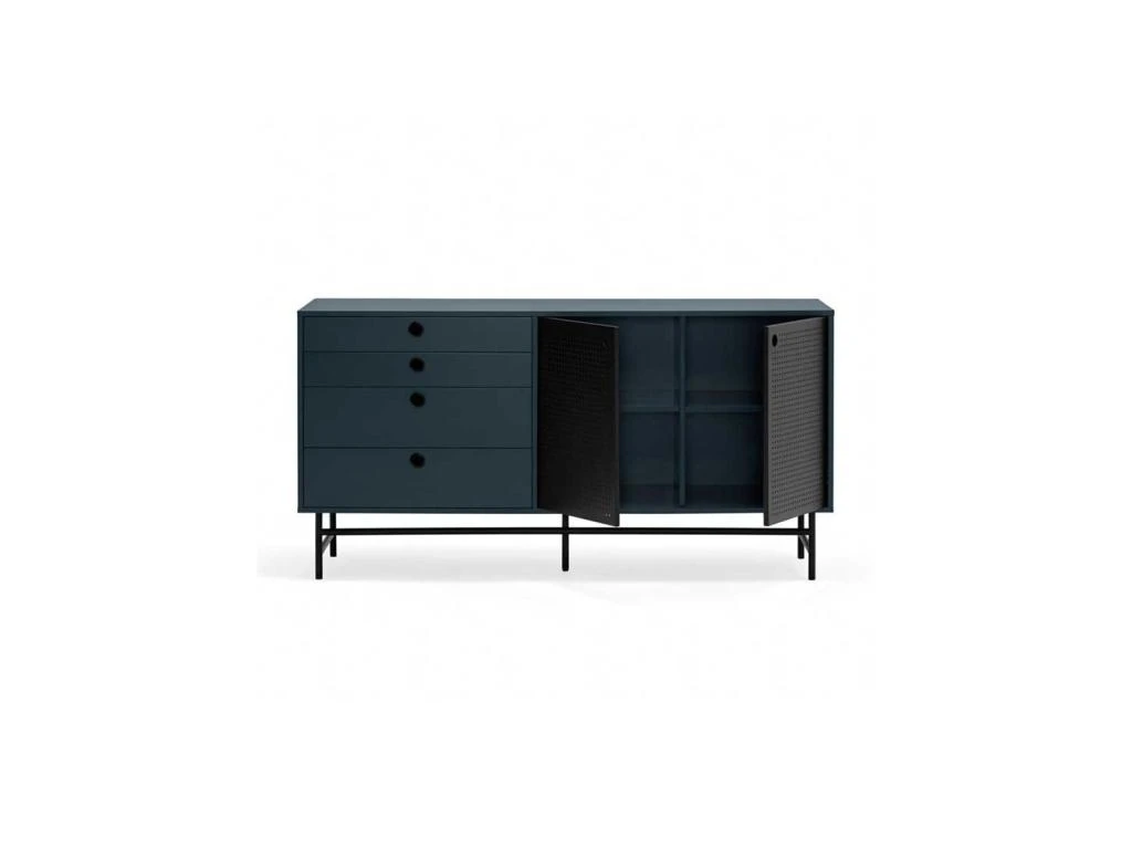 Buffet 2 Portes 4 Tiroirs Bleu/Noir - TEULAT PUNTO 3 Buffet 2 Portes 4 Tiroirs Bleu/Noir - TEULAT PUNTO – Image 3