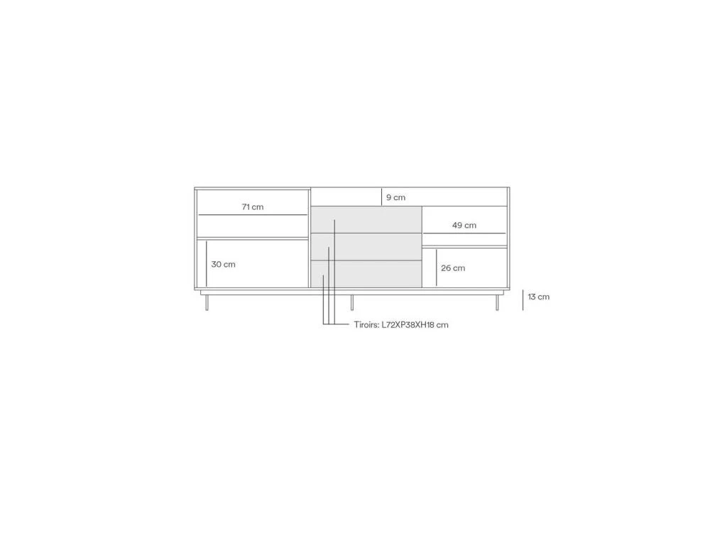 Buffet 3 Portes 3 Tiroirs Chêne Clair/Gris - TEULAT VALLEY 5 Buffet 3 Portes 3 Tiroirs Chêne Clair/Gris - TEULAT VALLEY – Image 5