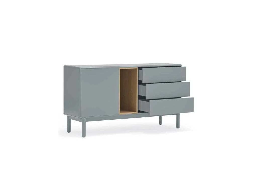 Buffet 1 Porte 3 Tiroirs Laque Gris/Bois - TEULAT CORVO 3 Buffet 1 Porte 3 Tiroirs Laque Gris/Bois - TEULAT CORVO – Image 3