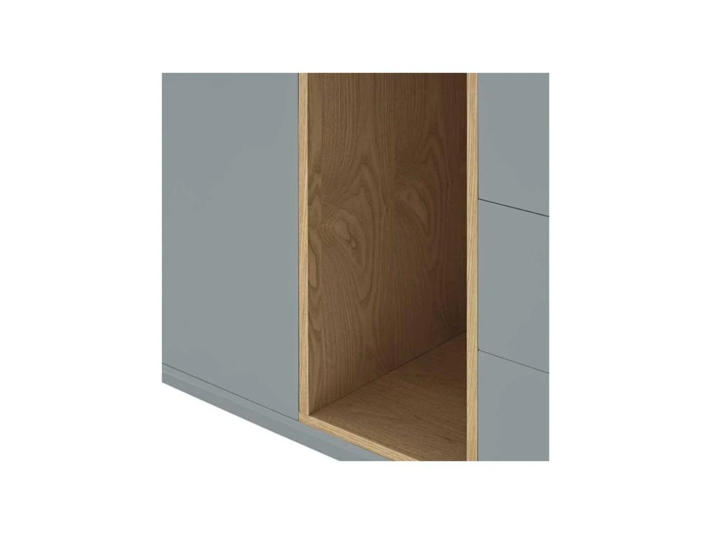 Buffet 1 Porte 3 Tiroirs Laque Gris/Bois - TEULAT CORVO 5 Buffet 1 Porte 3 Tiroirs Laque Gris/Bois - TEULAT CORVO – Image 5