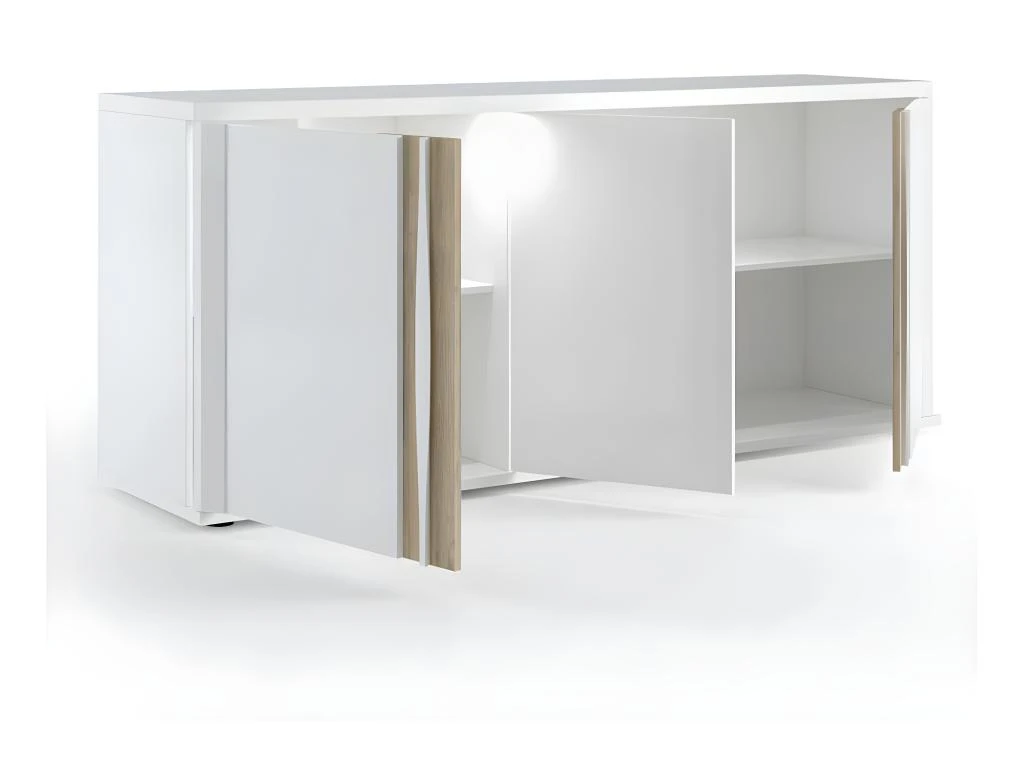 Buffet 3 Portes Blanc Laqué/ Chêne Doré - STAIN 3 Buffet 3 Portes Blanc Laqué/ Chêne Doré - STAIN – Image 3