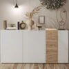 Buffet Avec 3 Portes - Blanc Et Naturel Clair - CAYNO