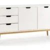 Buffet Baku 3 Tiroir Y 2 Porte Blanc, Pin Massif, Longueur 140 Cm