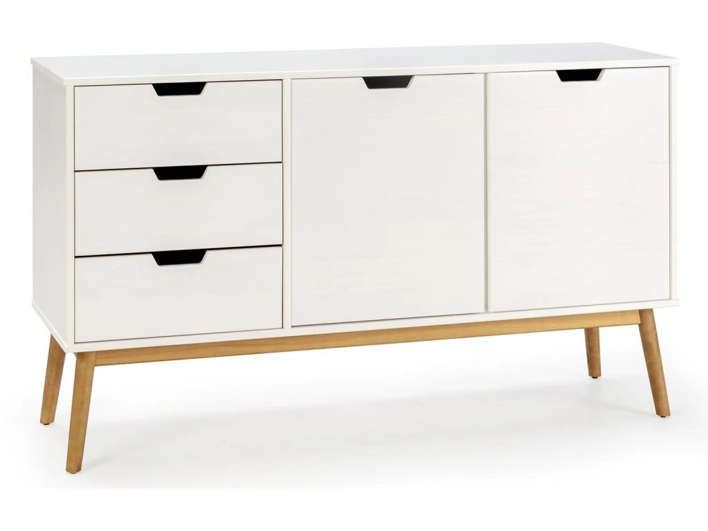 Buffet Baku 3 Tiroir Y 2 Porte Blanc, Pin Massif, Longueur 140 Cm 1 Buffet Baku 3 Tiroir Y 2 Porte Blanc, Pin Massif, Longueur 140 Cm