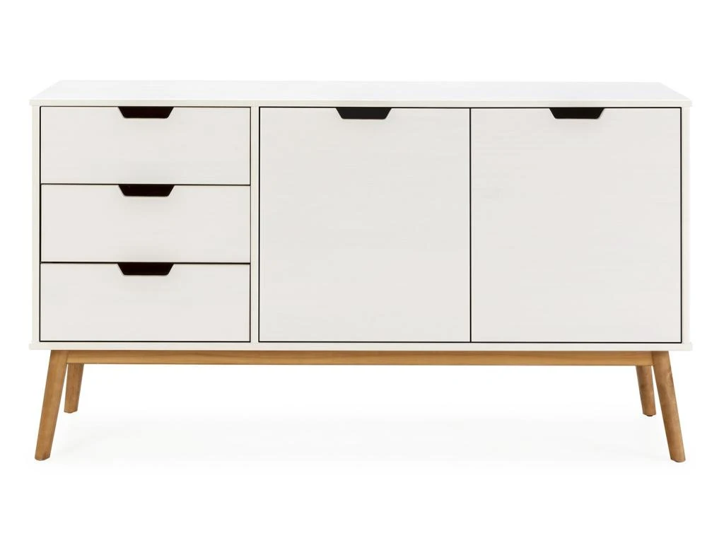 Buffet Baku 3 Tiroir Y 2 Porte Blanc, Pin Massif, Longueur 140 Cm 3 Buffet Baku 3 Tiroir Y 2 Porte Blanc, Pin Massif, Longueur 140 Cm – Image 3