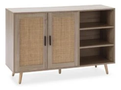 Buffet Dalia 2 Portes Et 3 Niches Couleur Chêne, 120 Cm Longueur