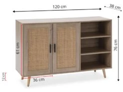 Buffet Dalia 2 Portes Et 3 Niches Couleur Chêne, 120 Cm Longueur -Mobilier De Restaurant buffet 18369911