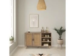 Buffet Dalia 2 Portes Et 3 Niches Couleur Chêne, 120 Cm Longueur -Mobilier De Restaurant buffet 18369913