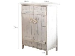 Meuble D'appoint Bahut 2 Ports Bois Blanc Shabby 70x51x30 -Mobilier De Restaurant buffet 18399785