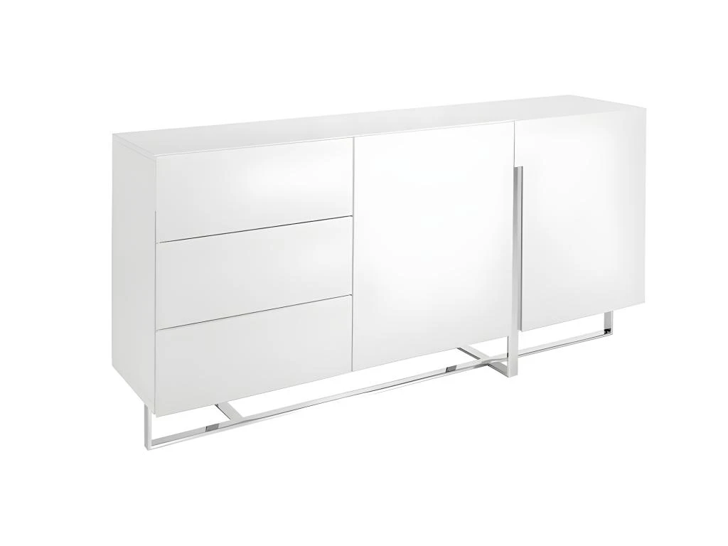 Buffet En Bois Blanc Et Acier Chromé 3051 ANGEL CERDA 1 Buffet En Bois Blanc Et Acier Chromé 3051 ANGEL CERDA