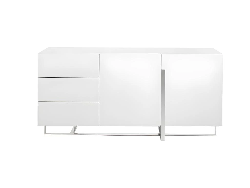Buffet En Bois Blanc Et Acier Chromé 3051 ANGEL CERDA 2 Buffet En Bois Blanc Et Acier Chromé 3051 ANGEL CERDA – Image 2