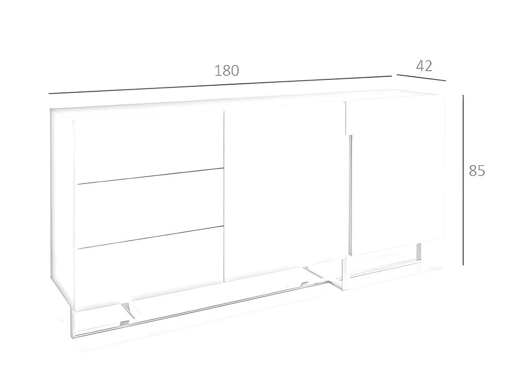 Buffet En Bois Blanc Et Acier Chromé 3051 ANGEL CERDA 5 Buffet En Bois Blanc Et Acier Chromé 3051 ANGEL CERDA – Image 5