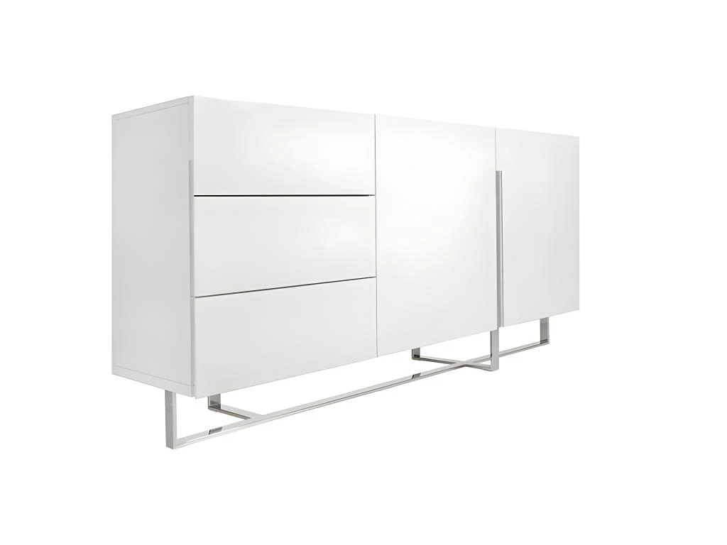 Buffet En Bois Blanc Et Acier Chromé 3051 ANGEL CERDA 6 Buffet En Bois Blanc Et Acier Chromé 3051 ANGEL CERDA – Image 6