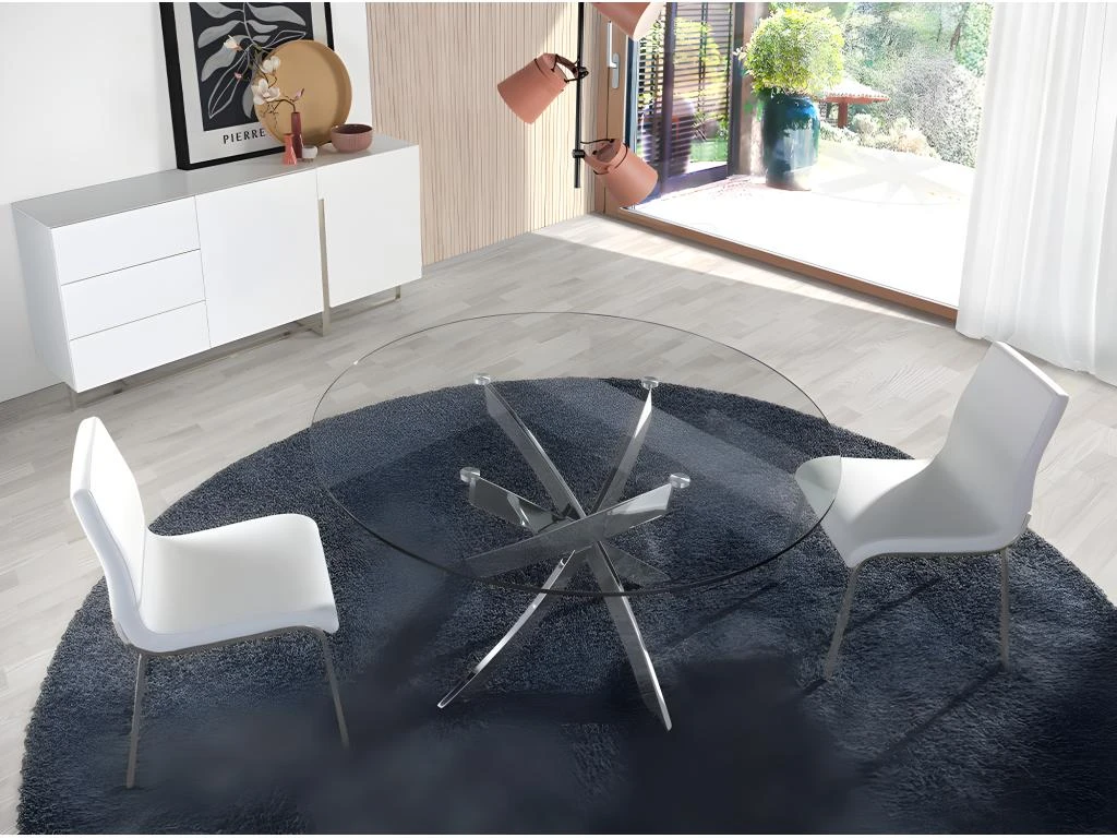 Buffet En Bois Blanc Et Acier Chromé 3051 ANGEL CERDA 9 Buffet En Bois Blanc Et Acier Chromé 3051 ANGEL CERDA – Image 9