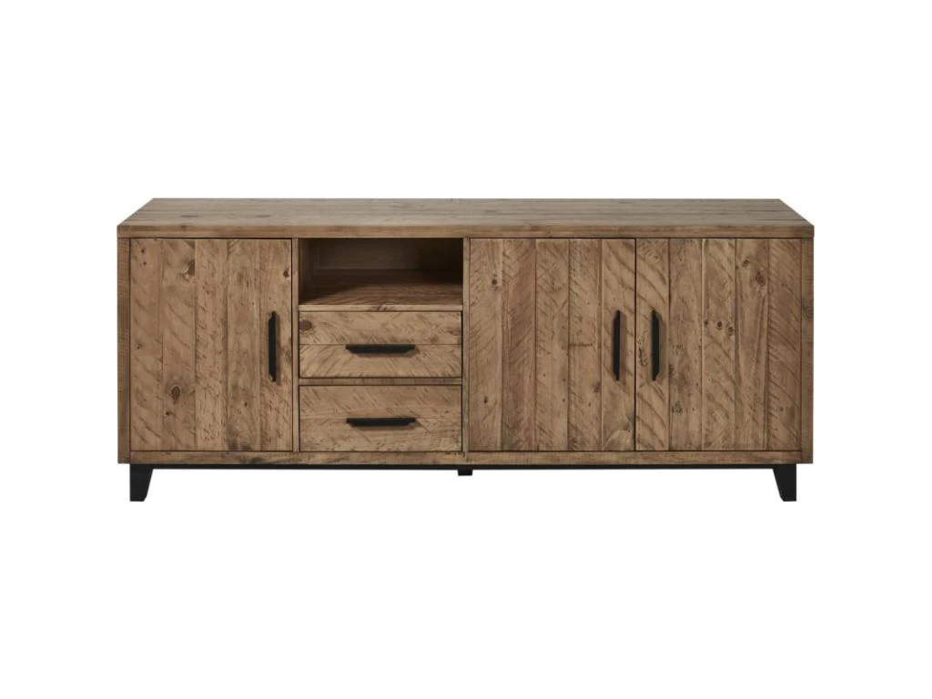 Buffet 3 Portes & 2 Tiroirs Pin "Favola" 200cm Marron 1 Buffet 3 Portes & 2 Tiroirs Pin "Favola" 200cm Marron