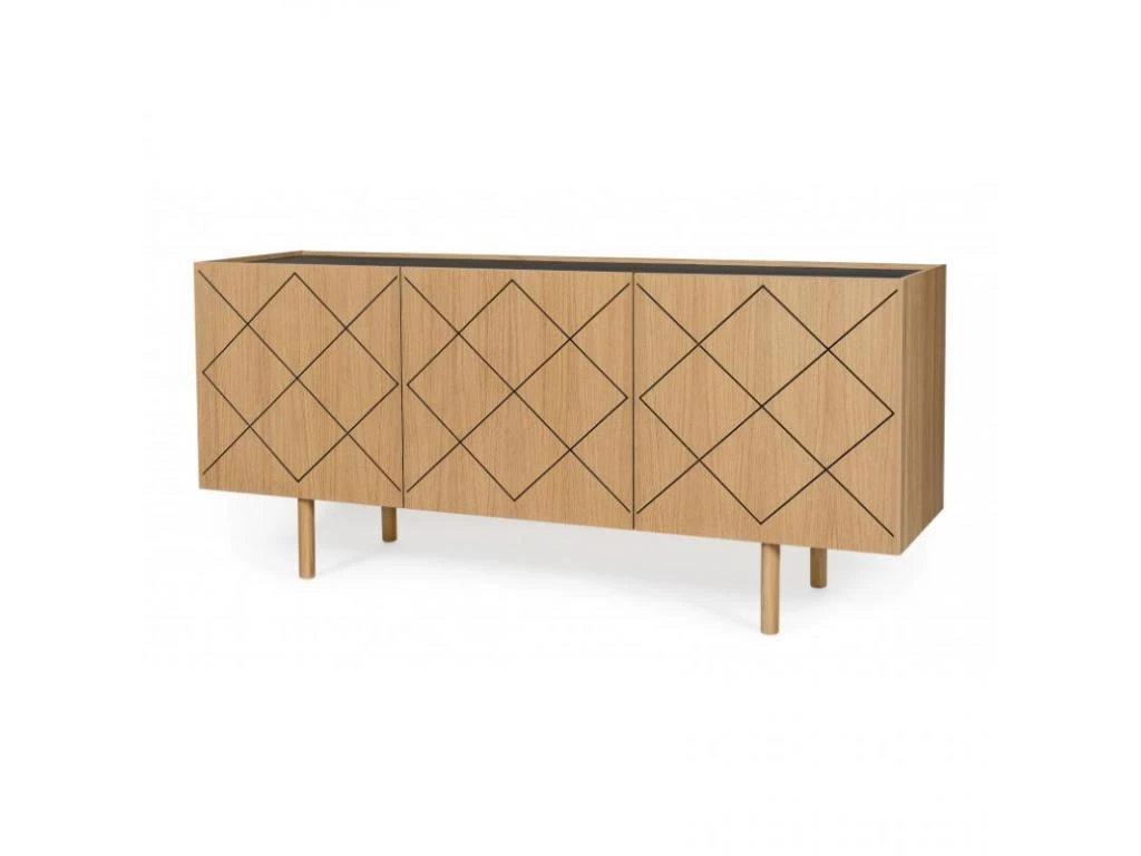 Buffet Design En Bois Massif "Porto" 175cm Chêne 2 Buffet Design En Bois Massif "Porto" 175cm Chêne – Image 2