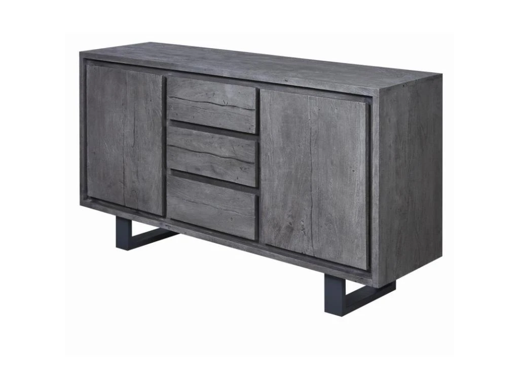 Bahut 2 Portes & 3 Tiroirs "Tajo" 150cm Gris 3 Bahut 2 Portes & 3 Tiroirs "Tajo" 150cm Gris – Image 3